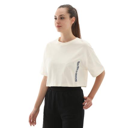 Skechers W Crop Fit Graphic Tee T-Shirt Kadın T-Shirt Beyaz