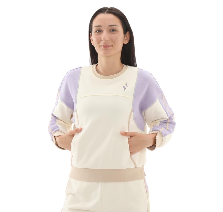 Skechers W Diagonal Lw Fleece Crew Neck Sweatshirt Kadın Sweatshirt Krem Skechers W Diagonal Lw Fleece Crew Neck Sweatshirt Kadın Sweatshirt Krem