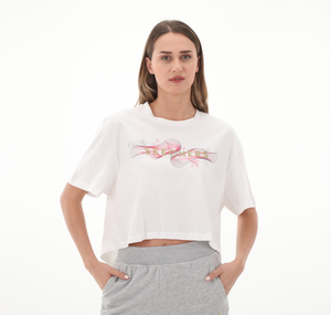Skechers W Digital Wave Logo Crew Neck T-Shirt Kadın T-Shirt Beyaz 0