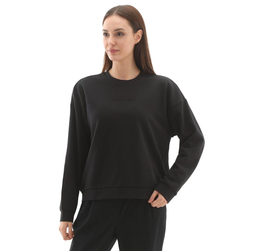 Skechers W Essential Crewneck Sweatshirt Kadın Sweatshirt Siyah Skechers W Essential Crewneck Sweatshirt Kadın Sweatshirt Siyah