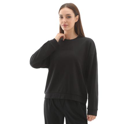 Skechers W Essential Crewneck Sweatshirt Kadın Sweatshirt Siyah