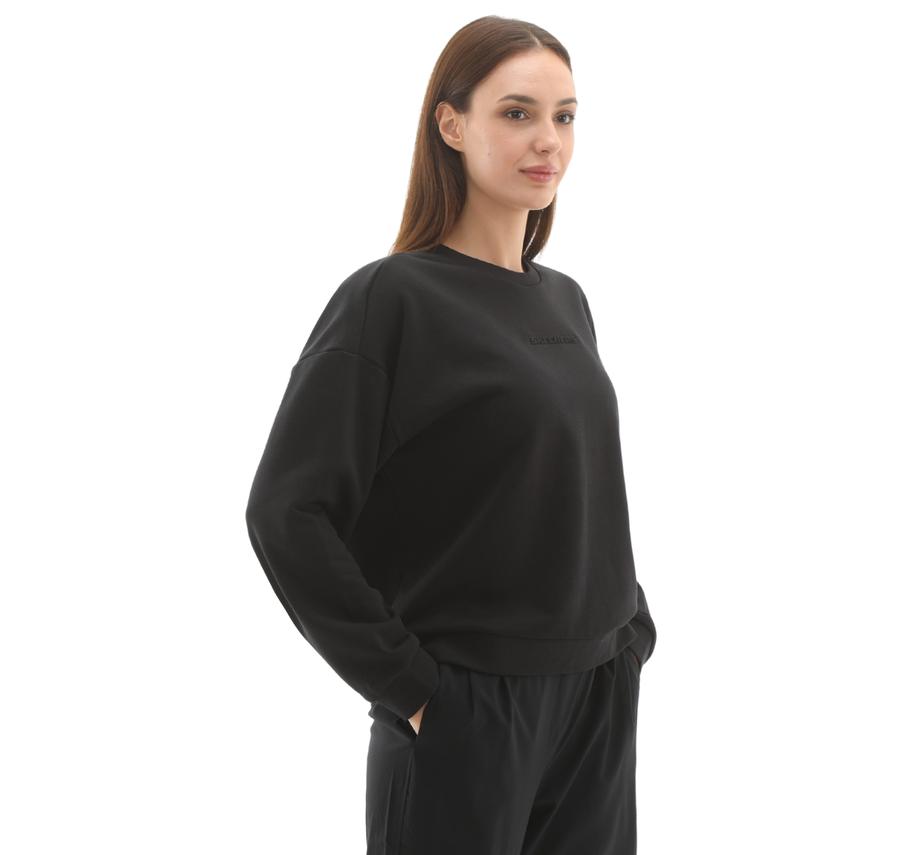 Skechers W Essential Crewneck Sweatshirt Kadın Sweatshirt Siyah Skechers W Essential Crewneck Sweatshirt Kadın Sweatshirt Siyah
