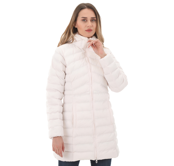 Skechers W Essentil Maxi Lenght Hooded Jacket Kadın Mont Beyaz Skechers W Essentil Maxi Lenght Hooded Jacket Kadın Mont Beyaz