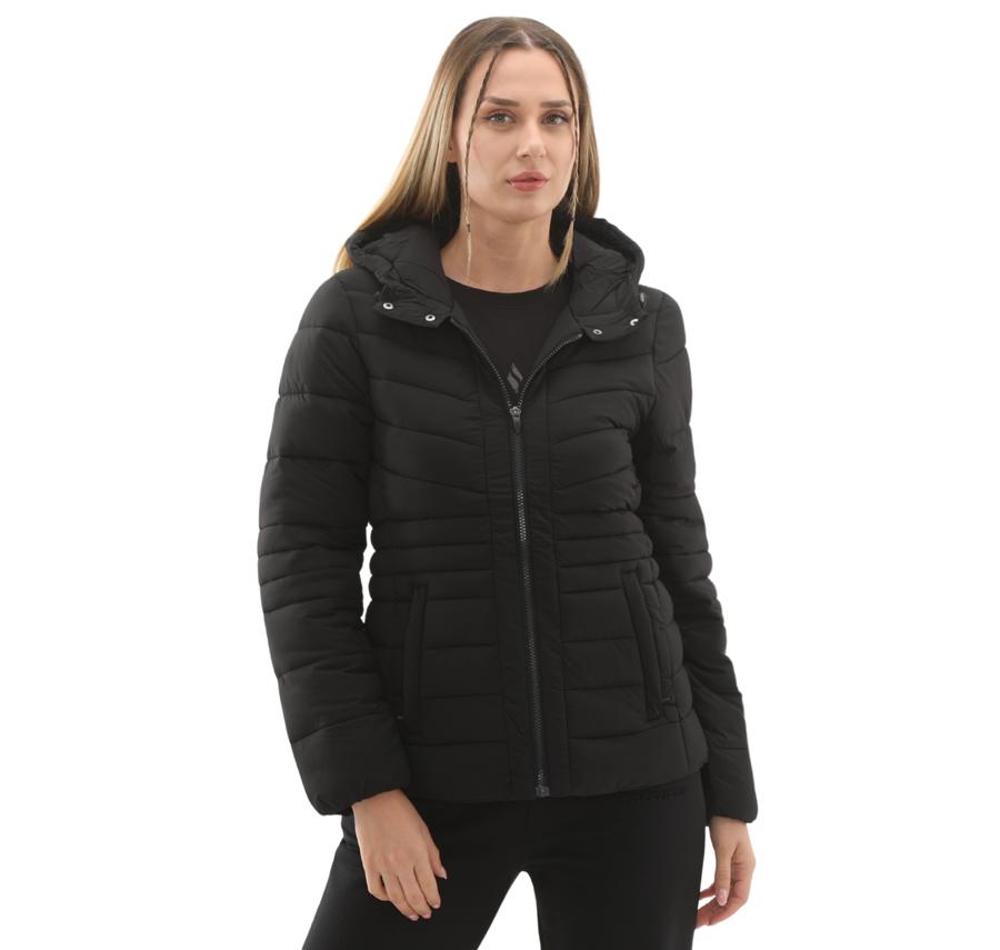 Skechers W Fitted Hoodie Puffer Jacket Kadın Siyah Skechers W Fitted Hoodie Puffer Jacket Kadın Siyah