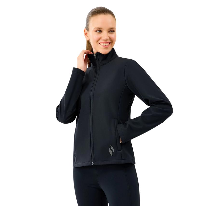 Skechers W Fitted Softshell Turtle Neck Jacket Kadın Siyah Skechers W Fitted Softshell Turtle Neck Jacket Kadın Siyah