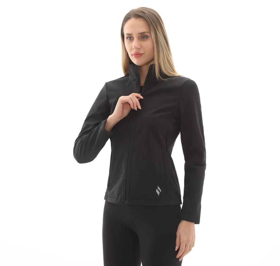 Skechers W Fitted Softshell Turtle Neck Jacket Kadın Siyah Skechers W Fitted Softshell Turtle Neck Jacket Kadın Siyah
