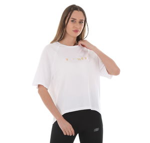 Skechers W Graphic Tee Crew Neck T-Shirt Kadın T-Shirt Beyaz 2