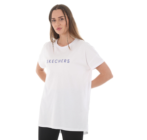 Skechers W Graphic Tee Crew Neck T-Shirt Kadın T-Shirt Beyaz 1