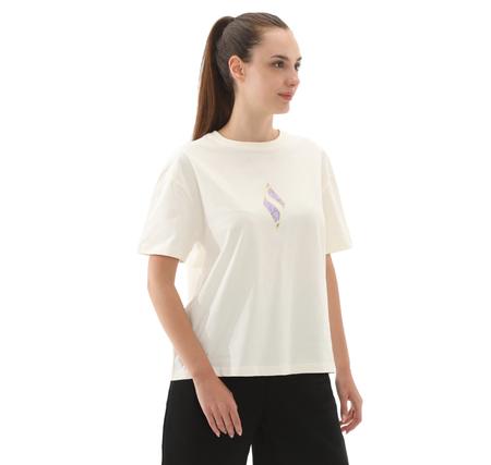 Skechers W Graphic Tee Loose Fit T-Shirt Kadın T-Shirt Beyaz