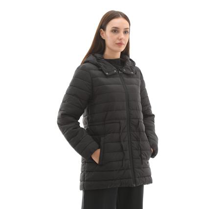 Skechers W Light Weight Quilted Jacket Kadın Mont Siyah