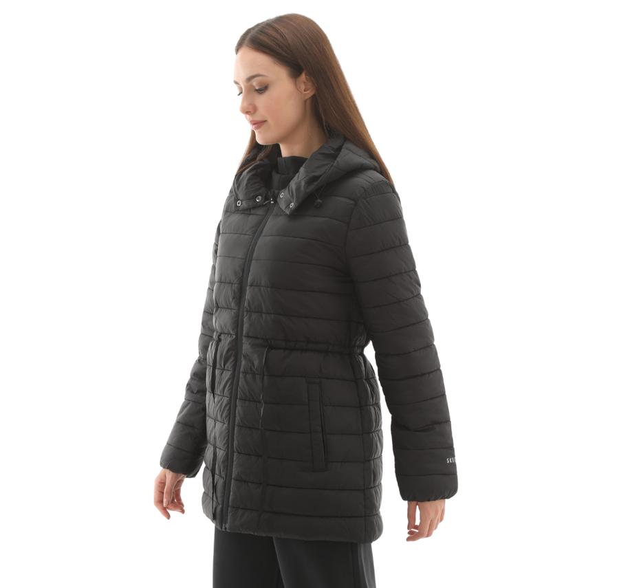 Skechers W Light Weight Quilted Jacket Kadın Mont Siyah Skechers W Light Weight Quilted Jacket Kadın Mont Siyah