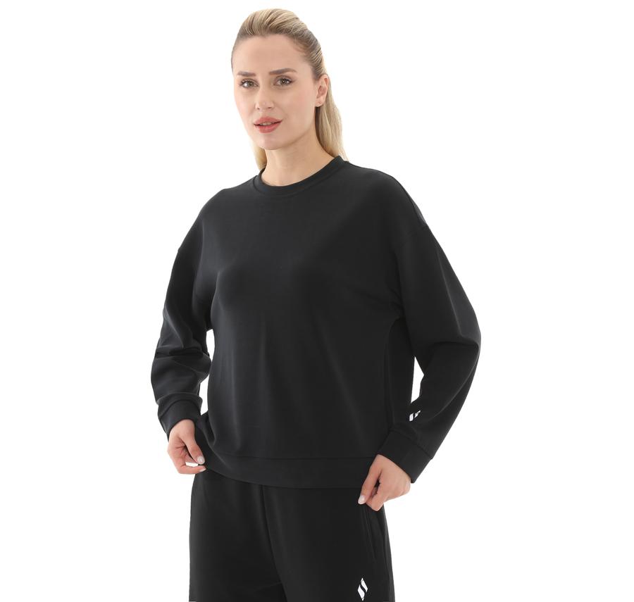 Skechers W Lounge Loose Crew Neck Sweatshirt Kadın Sweatshirt Siyah Skechers W Lounge Loose Crew Neck Sweatshirt Kadın Sweatshirt Siyah