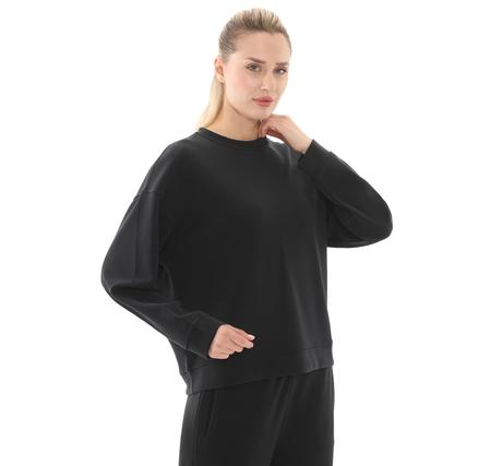 Skechers W Lounge Loose Crew Neck Sweatshirt Erkek Sweatshirt Siyah