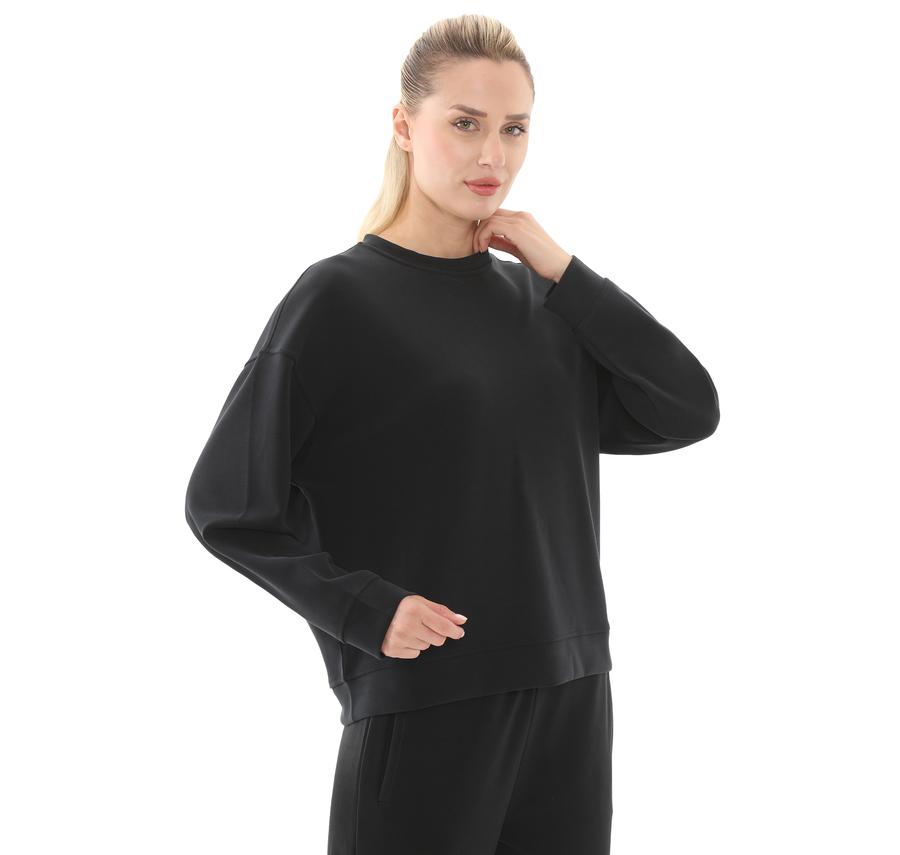 Skechers W Lounge Loose Crew Neck Sweatshirt Kadın Sweatshirt Siyah Skechers W Lounge Loose Crew Neck Sweatshirt Kadın Sweatshirt Siyah