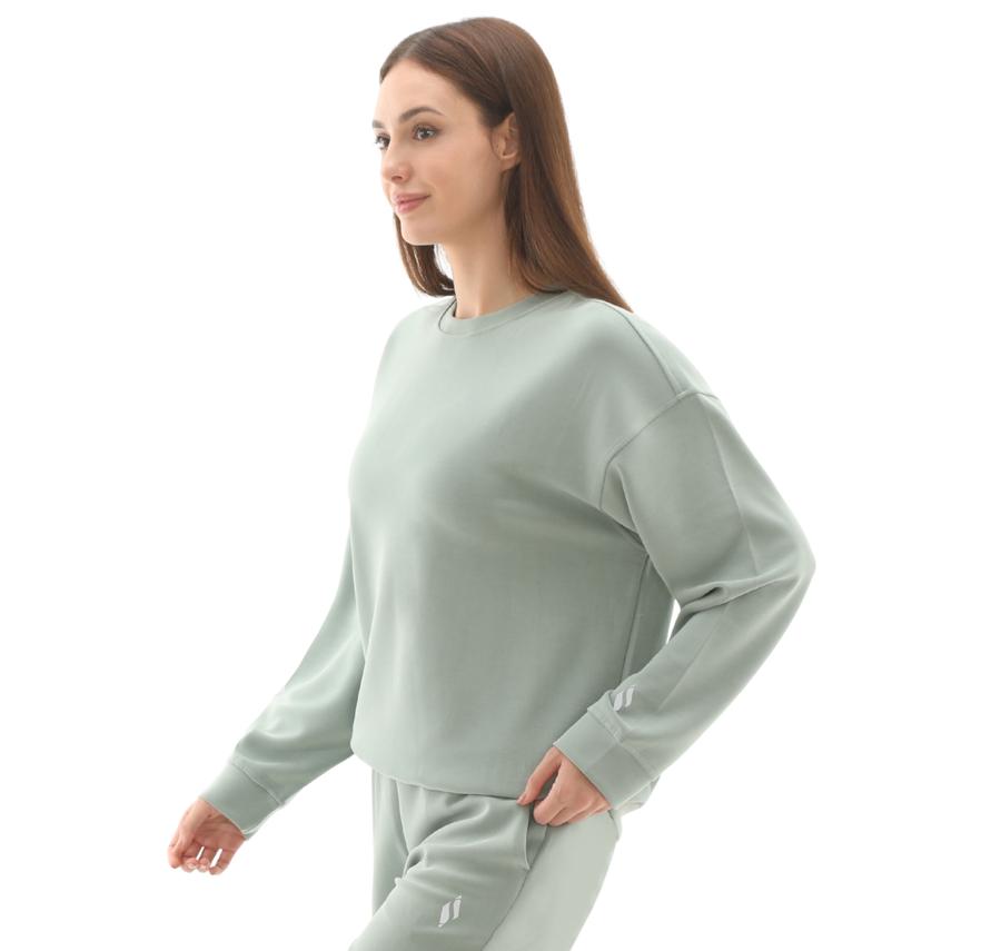 Skechers W Lounge Loose Crew Neck Sweatshirt Kadın Sweatshirt Açık Mavi Skechers W Lounge Loose Crew Neck Sweatshirt Kadın Sweatshirt Açık Mavi