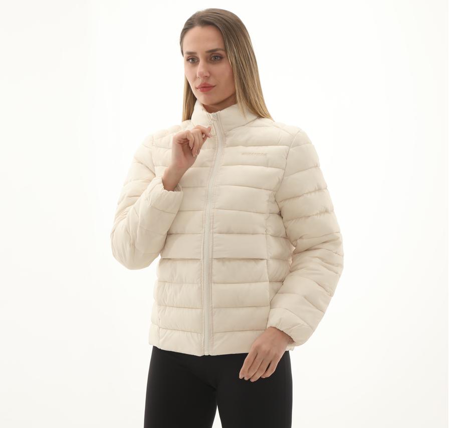 Skechers W Outerwear Pop Up Detailed Padded Jacket Kadın Ceket Krem Skechers W Outerwear Pop Up Detailed Padded Jacket Kadın Ceket Krem