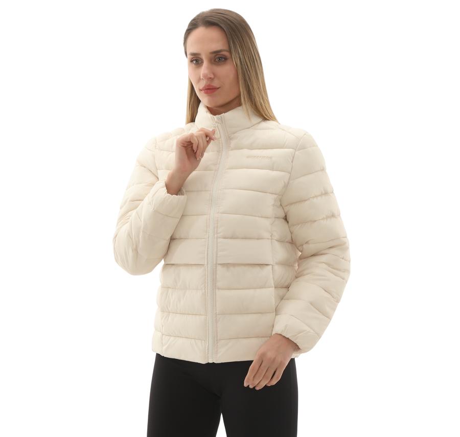 Skechers W Outerwear Pop Up Detailed Padded Jacket Kadın Ceket Krem Skechers W Outerwear Pop Up Detailed Padded Jacket Kadın Ceket Krem