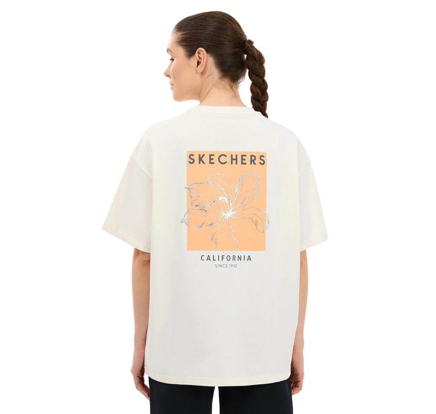 Skechers W Oversize Fit Graphic Kadın Sweatshirt Beyaz Skechers W Oversize Fit Graphic Kadın Sweatshirt Beyaz