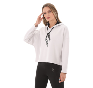 Skechers W Soft Touch Floral Printed Logo Hoodie Kadın Sweatshirt Beyaz 2
