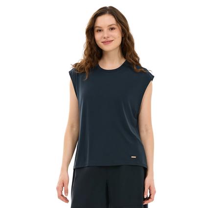 Skechers W Soft Touch Loose Fit Kadın T-Shirt Siyah Skechers W Soft Touch Loose Fit Kadın T-Shirt Siyah