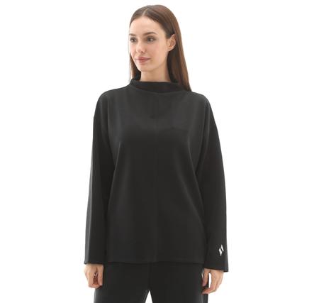 Skechers W Softlux Turtleneck Asymmetric Sweatshirt Kadın Siyah Skechers W Softlux Turtleneck Asymmetric Sweatshirt Kadın Siyah