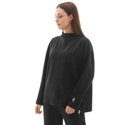 Skechers W Softlux Turtleneck Asymmetric Sweatshirt Kadın Siyah Skechers W Softlux Turtleneck Asymmetric Sweatshirt Kadın Siyah