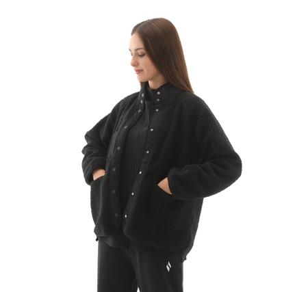 Skechers W Woven Detailed Pull Over Sherpa Kadın Ceket Siyah