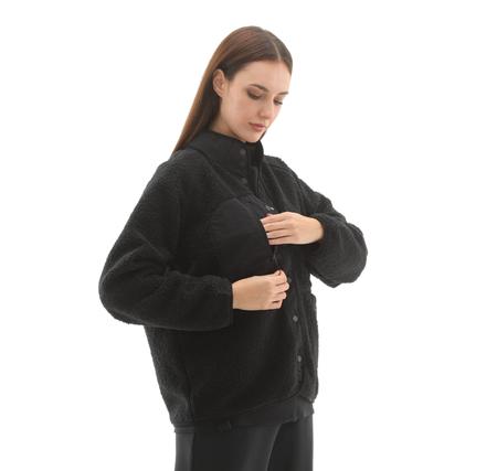 Skechers W Woven Detailed Pull Over Sherpa Kadın Ceket Siyah