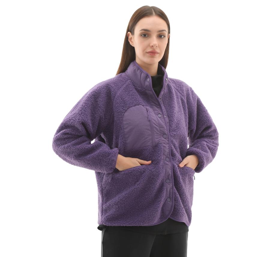 Skechers W Woven Detailed Pull Over Sherpa Kadın Ceket Mor Skechers W Woven Detailed Pull Over Sherpa Kadın Ceket Mor