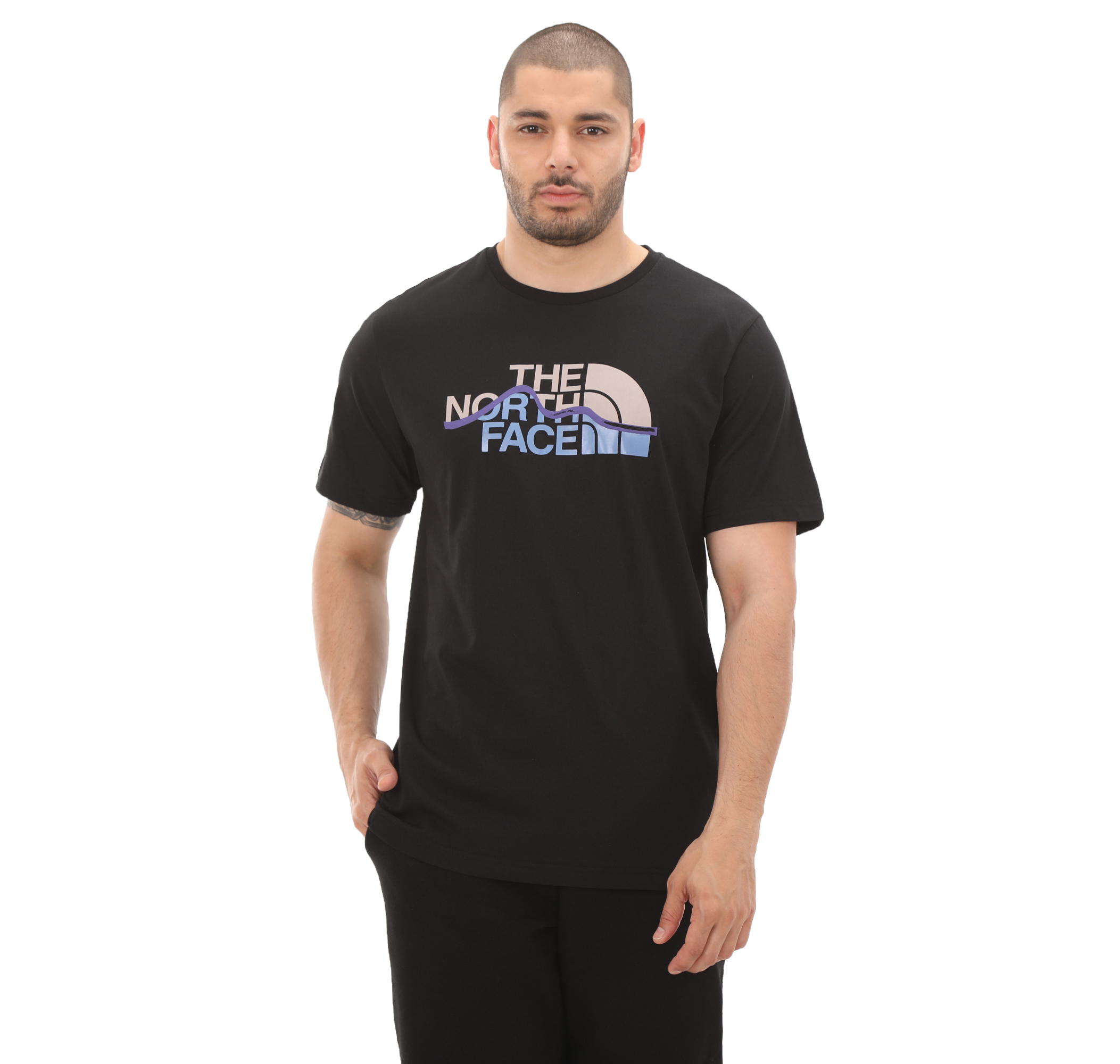 The North Face M S S Mounta n L ne Tee Erkek Siyah T Shirt Yal Spor