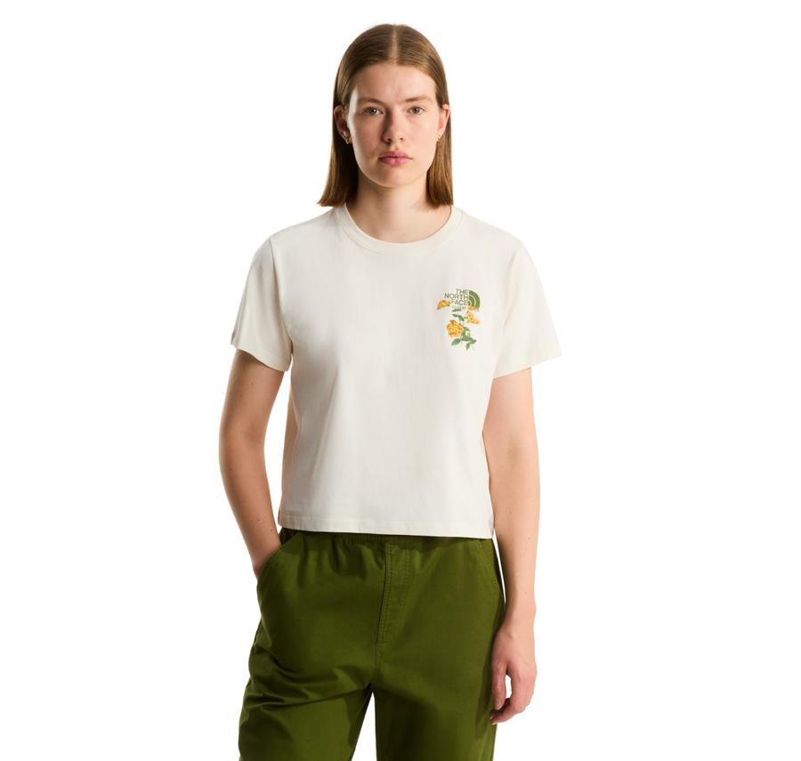 The North Face W Flora Embro Regular Short Sleeve Tee-G Kadın T-Shirt Krem The North Face W Flora Embro Regular Short Sleeve Tee-G Kadın T-Shirt Krem