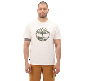 Timberland Camo Tree Logo Short Sleeve Tee Erkek T-Shirt Beyaz