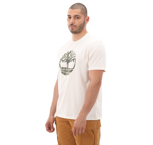 Timberland Camo Tree Logo Short Sleeve Tee Erkek T-Shirt Beyaz