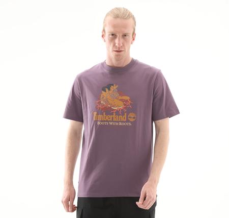 Timberland Front Boot Graphic Tee Erkek T-Shirt Mor