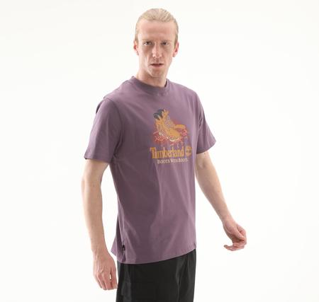 Timberland Front Boot Graphic Tee Erkek T-Shirt Mor