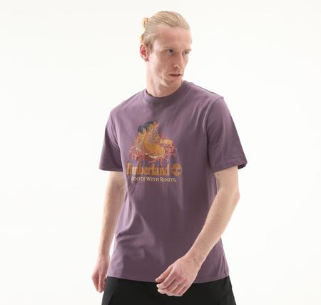 Timberland Front Boot Graphic Tee Erkek T-Shirt Mor