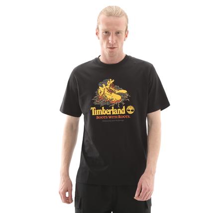 Timberland Front Boot Graphic Tee Erkek T-Shirt Siyah