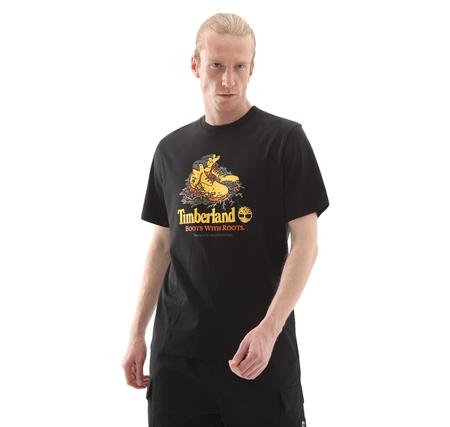 Timberland Front Boot Graphic Tee Erkek T-Shirt Siyah