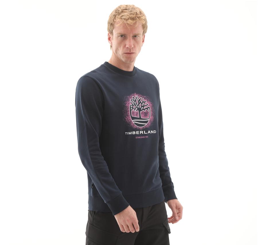 Timberland Front Seasonal Tree Logo Graphic Crewnec Erkek Sweatshirt Lacivert Timberland Front Seasonal Tree Logo Graphic Crewnec Erkek Sweatshirt Lacivert