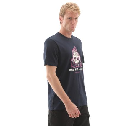 Timberland Front Seasonal Tree Logo Graphic Tee Erkek T-Shirt Mavi