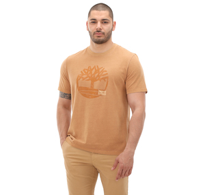 Timberland Garment Dye Logo Graphic Tee Erkek T-Shirt Kahve