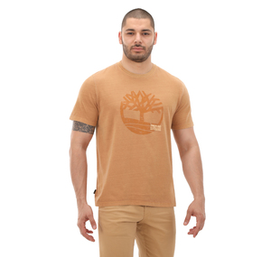 Timberland Garment Dye Logo Graphic Tee Erkek T-Shirt Kahve