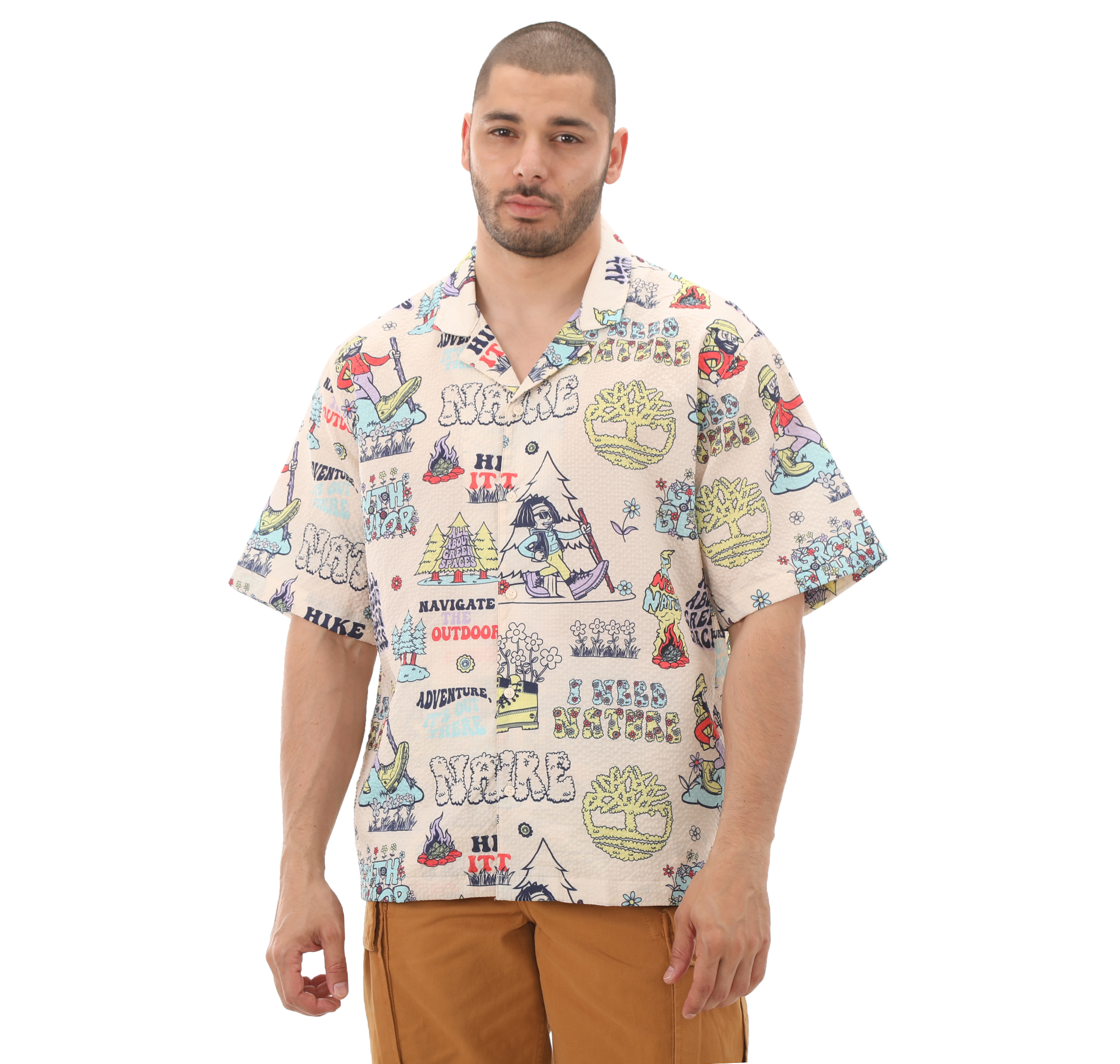Мужская рубашка Timberland Graphic Resort Shirt Gömlek Krem
