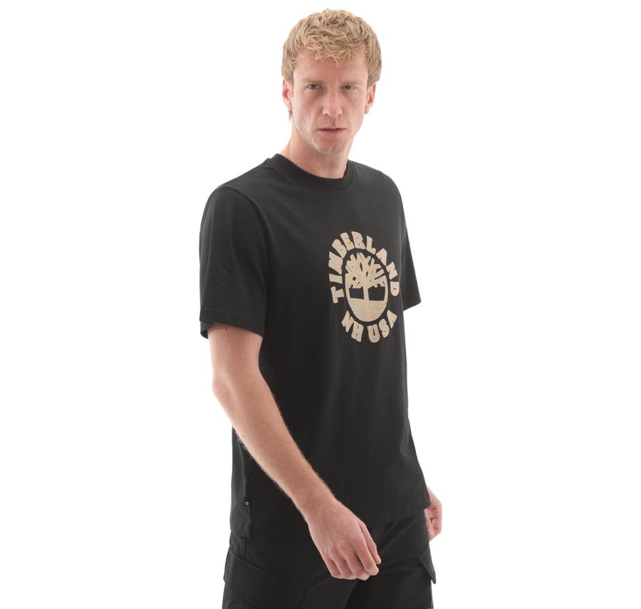 Timberland Holiday Front Graphic Ss Tee Erkek T-Shirt Siyah Timberland Holiday Front Graphic Ss Tee Erkek T-Shirt Siyah