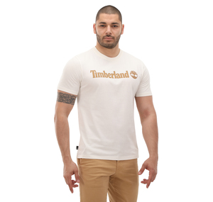 Timberland Linear Logo Short Sleeve Tee Erkek T-Shirt Beyaz