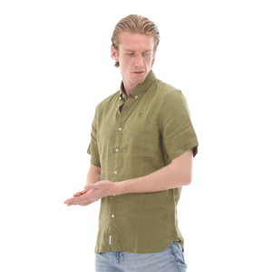 Timberland Linen Short Sleeve Shir Erkek Gömlek Yeşil