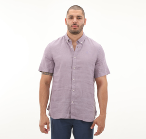 Timberland Linen Short Sleeve Shirt Erkek T-Shirt Mor