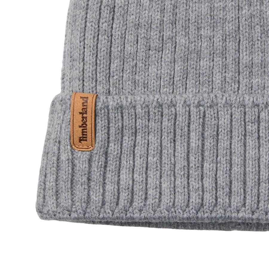 Timberland Rib Knit Beanie Erkek Gri Timberland Rib Knit Beanie Erkek Gri