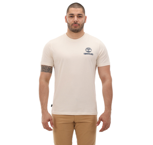 Timberland Short Sleeve Back Logo Graphic Tee Erkek T-Shirt Krem