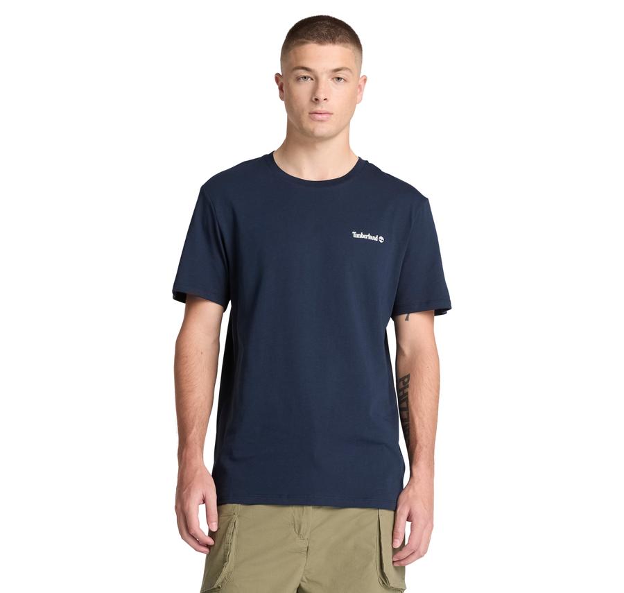 Timberland Small Linear Logo Print Tee Erkek T-Shirt Lacivert Timberland Small Linear Logo Print Tee Erkek T-Shirt Lacivert